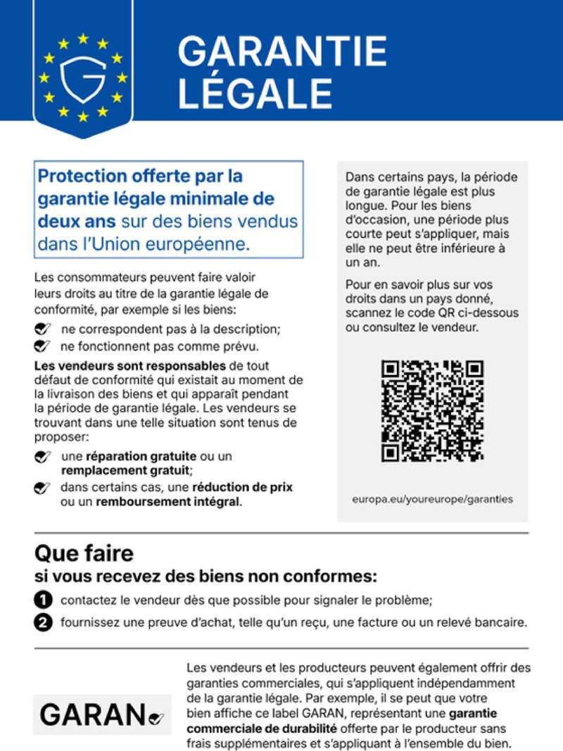 EU-Gewährleistungslabel: gesetzliche Mängelhaftung