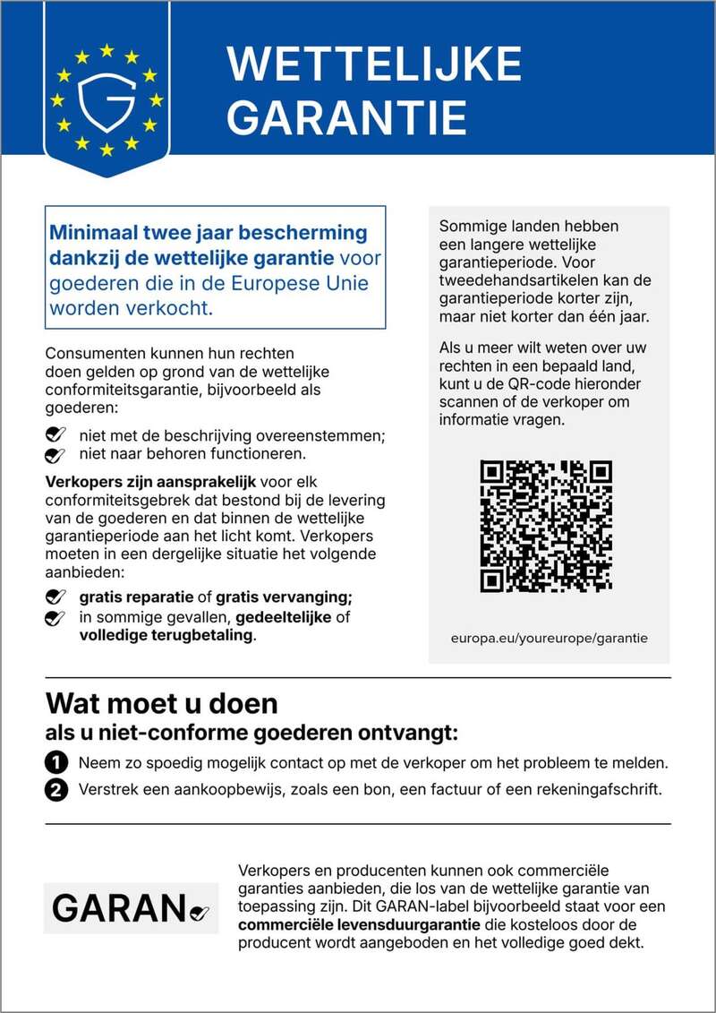 EU-Gewährleistungslabel: gesetzliche Mängelhaftung